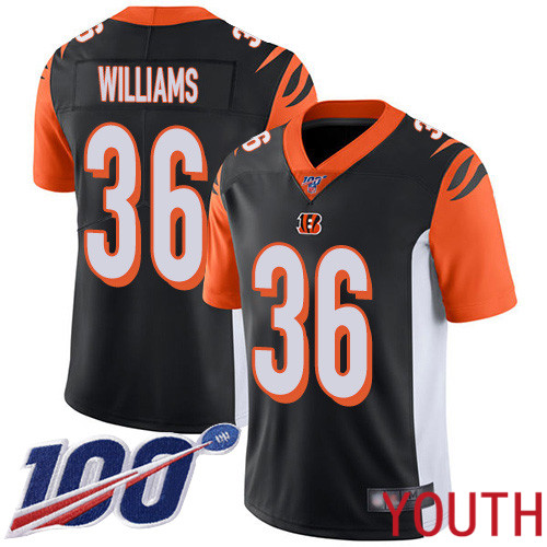 Cincinnati Bengals Limited Black Youth Shawn Williams Home Jersey NFL Footballl 36 100th Season Vapor Untouchable